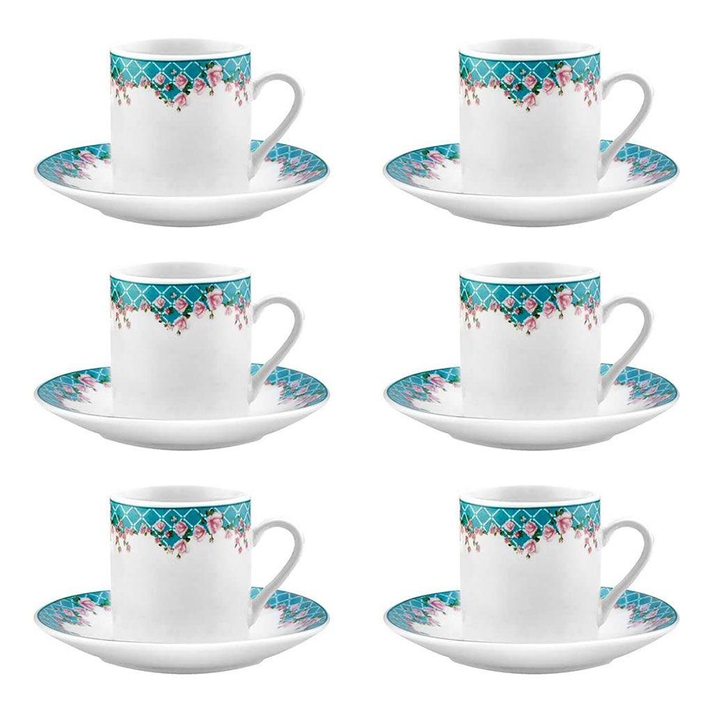 Jogo de Chá e Café em Porcelana Azul Floral, Compre Online